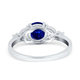 Art Deco Engagement Ring Round Simulated Cubic Zirconia 925 Sterling Silver