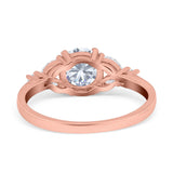 Art Deco Engagement Ring Round Simulated Cubic Zirconia 925 Sterling Silver
