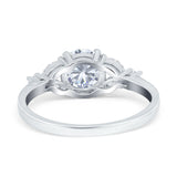 Art Deco Engagement Ring Round Simulated Cubic Zirconia 925 Sterling Silver