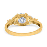 Art Deco Engagement Ring Round Simulated Cubic Zirconia 925 Sterling Silver