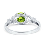 Art Deco Engagement Ring Round Simulated Cubic Zirconia 925 Sterling Silver