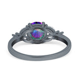 Art Deco Engagement Ring Round Simulated Cubic Zirconia 925 Sterling Silver