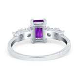 Emerald Cut Wedding Engagement Ring Simulated Cubic Zirconia 925 Sterling Silver