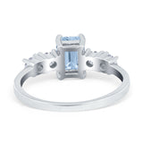 Emerald Cut Wedding Engagement Ring Simulated Cubic Zirconia 925 Sterling Silver