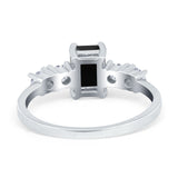 Emerald Cut Wedding Engagement Ring Simulated Cubic Zirconia 925 Sterling Silver