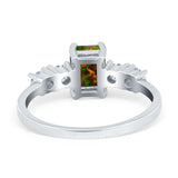 Emerald Cut Wedding Engagement Ring Simulated Cubic Zirconia 925 Sterling Silver