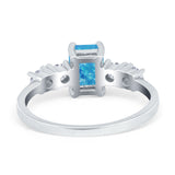 Emerald Cut Wedding Engagement Ring Simulated Cubic Zirconia 925 Sterling Silver