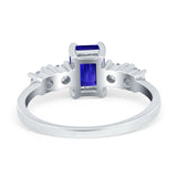 Emerald Cut Wedding Engagement Ring Simulated Cubic Zirconia 925 Sterling Silver