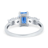 Emerald Cut Wedding Engagement Ring Simulated Cubic Zirconia 925 Sterling Silver