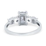 Emerald Cut Wedding Engagement Ring Simulated Cubic Zirconia 925 Sterling Silver
