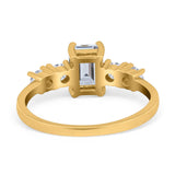 Emerald Cut Wedding Engagement Ring Simulated Cubic Zirconia 925 Sterling Silver