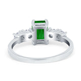Emerald Cut Wedding Engagement Ring Simulated Cubic Zirconia 925 Sterling Silver