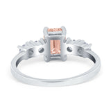 Emerald Cut Wedding Engagement Ring Simulated Cubic Zirconia 925 Sterling Silver