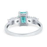 Emerald Cut Wedding Engagement Ring Simulated Cubic Zirconia 925 Sterling Silver