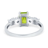 Emerald Cut Wedding Engagement Ring Simulated Cubic Zirconia 925 Sterling Silver