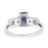 Emerald Cut Wedding Engagement Ring Simulated Cubic Zirconia 925 Sterling Silver