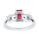 Emerald Cut Wedding Engagement Ring Simulated Cubic Zirconia 925 Sterling Silver