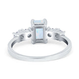 Emerald Cut Wedding Engagement Ring Simulated Cubic Zirconia 925 Sterling Silver