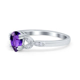 Art Deco Teardrop Bridal Ring Simulated Cubic Zirconia 925 Sterling Silver