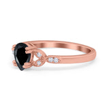 Art Deco Teardrop Bridal Ring Simulated Cubic Zirconia 925 Sterling Silver
