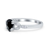 Art Deco Teardrop Bridal Ring Simulated Cubic Zirconia 925 Sterling Silver