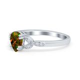 Art Deco Teardrop Bridal Ring Simulated Cubic Zirconia 925 Sterling Silver