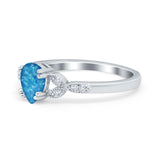 Art Deco Teardrop Bridal Ring Simulated Cubic Zirconia 925 Sterling Silver