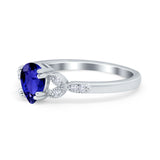 Art Deco Teardrop Bridal Ring Simulated Cubic Zirconia 925 Sterling Silver
