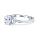 Art Deco Teardrop Bridal Ring Simulated Cubic Zirconia 925 Sterling Silver