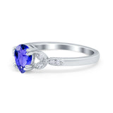 Art Deco Teardrop Bridal Ring Simulated Cubic Zirconia 925 Sterling Silver