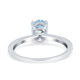 Oval Solitaire Accent Wedding Ring Simulated Cubic Zirconia 925 Sterling Silver