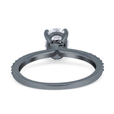 Oval Solitaire Accent Wedding Ring Simulated Cubic Zirconia 925 Sterling Silver