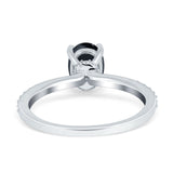 Oval Solitaire Accent Wedding Ring Simulated Cubic Zirconia 925 Sterling Silver
