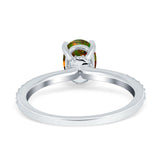 Oval Solitaire Accent Wedding Ring Simulated Cubic Zirconia 925 Sterling Silver