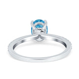 Oval Solitaire Accent Wedding Ring Simulated Cubic Zirconia 925 Sterling Silver