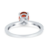 Oval Solitaire Accent Wedding Ring Simulated Cubic Zirconia 925 Sterling Silver