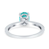 Oval Solitaire Accent Wedding Ring Simulated Cubic Zirconia 925 Sterling Silver