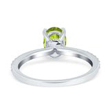 Oval Solitaire Accent Wedding Ring Simulated Cubic Zirconia 925 Sterling Silver