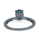 Oval Solitaire Accent Wedding Ring Simulated Cubic Zirconia 925 Sterling Silver