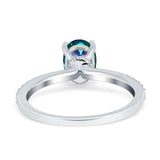 Oval Solitaire Accent Wedding Ring Simulated Cubic Zirconia 925 Sterling Silver