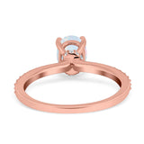 Oval Solitaire Accent Wedding Ring Simulated Cubic Zirconia 925 Sterling Silver