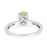 Oval Solitaire Accent Wedding Ring Simulated Cubic Zirconia 925 Sterling Silver
