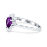 Teardrop V Chevron Engagement Ring Simulated Cubic Zirconia 925 Sterling Silver