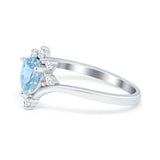 Teardrop V Chevron Engagement Ring Simulated Cubic Zirconia 925 Sterling Silver