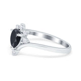 Teardrop V Chevron Engagement Ring Simulated Cubic Zirconia 925 Sterling Silver