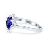 Teardrop V Chevron Engagement Ring Simulated Cubic Zirconia 925 Sterling Silver