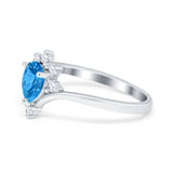 Teardrop V Chevron Engagement Ring Simulated Cubic Zirconia 925 Sterling Silver
