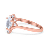 Teardrop V Chevron Engagement Ring Simulated Cubic Zirconia 925 Sterling Silver