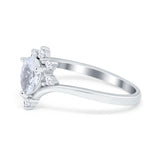 Teardrop V Chevron Engagement Ring Simulated Cubic Zirconia 925 Sterling Silver