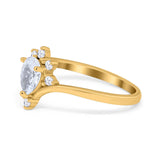 Teardrop V Chevron Engagement Ring Simulated Cubic Zirconia 925 Sterling Silver